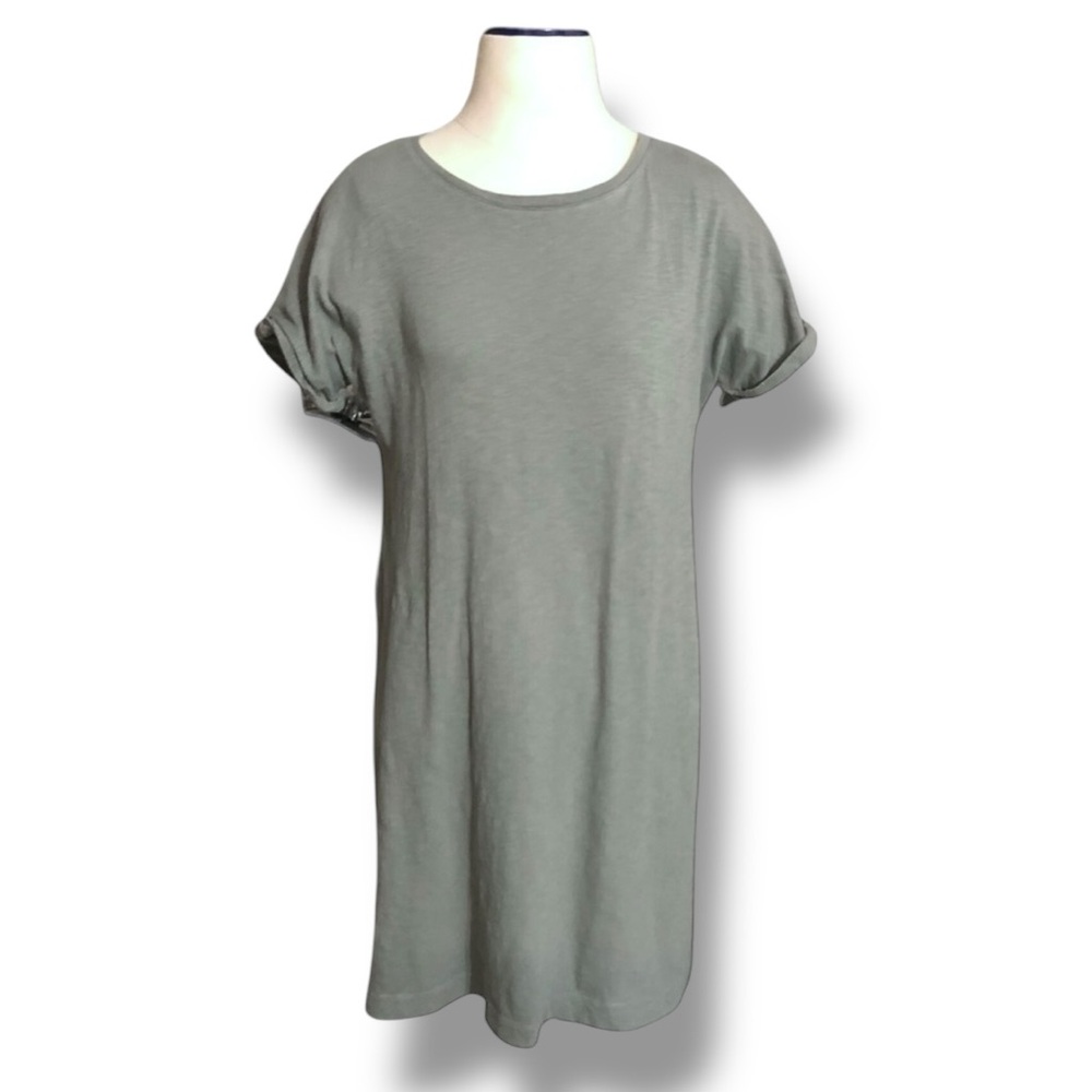 LOU & GREY Grey Round Neck Short Dolman Sleeve T-Shirt Dress